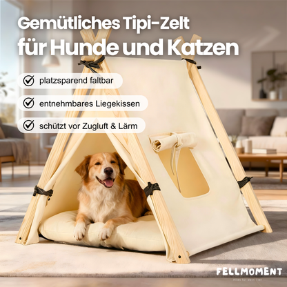 Stylish. Sauber. Platzsparend. – Das Tipi-Zelt für Katzen & Hunde.