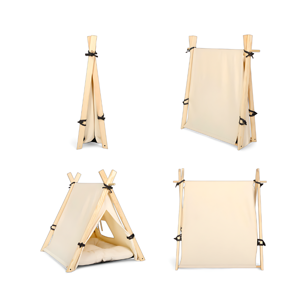 Stylish. Sauber. Platzsparend. – Das Tipi-Zelt für Katzen & Hunde.