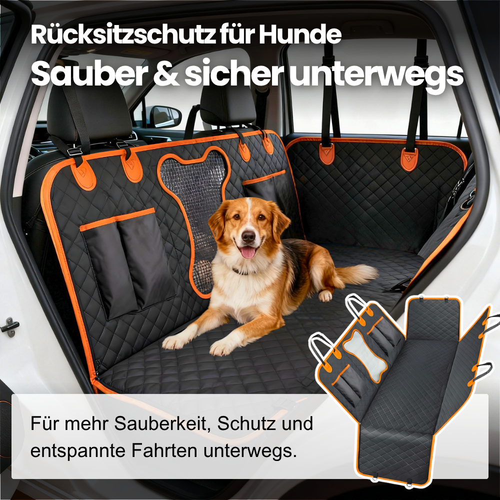Sauber. Sicher. Stressfrei. – Der Rücksitzschutz für entspannte Autofahrten mit Hund.