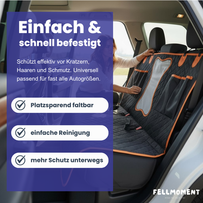 Sauber. Sicher. Stressfrei. – Der Rücksitzschutz für entspannte Autofahrten mit Hund.