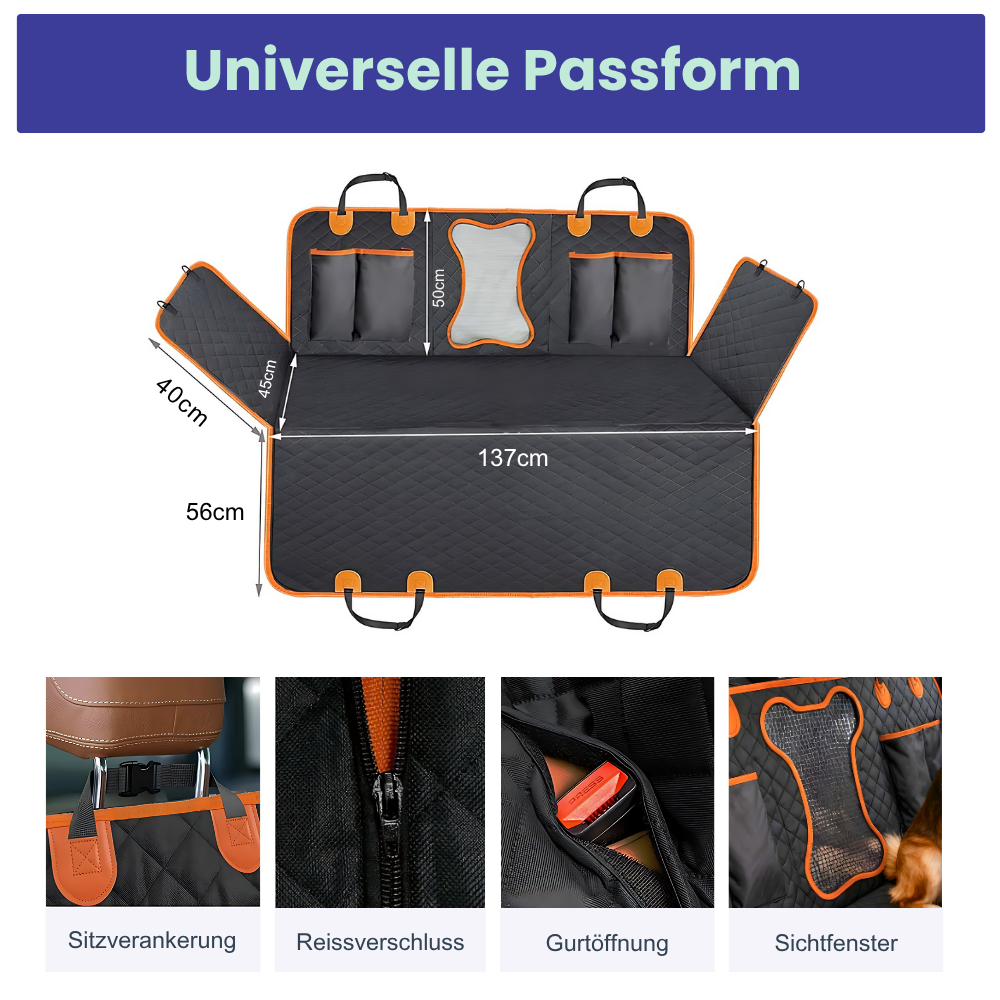 Sauber. Sicher. Stressfrei. – Der Rücksitzschutz für entspannte Autofahrten mit Hund.