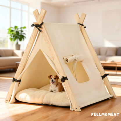 Stylish. Sauber. Platzsparend. – Das Tipi-Zelt für Katzen & Hunde.