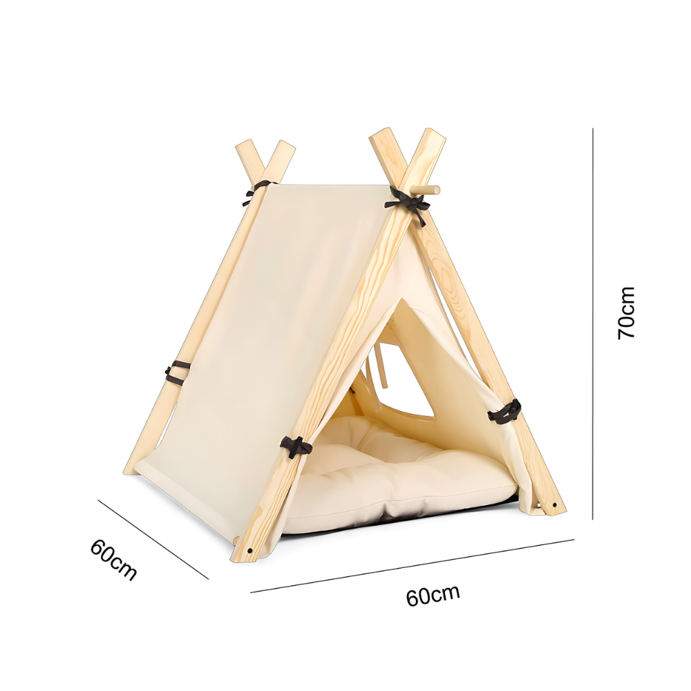 Stylish. Sauber. Platzsparend. – Das Tipi-Zelt für Katzen & Hunde.