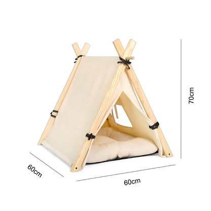 Stylish. Sauber. Platzsparend. – Das Tipi-Zelt für Katzen & Hunde.