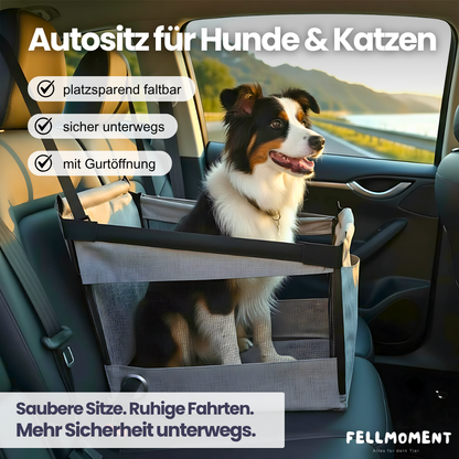Sicher. Bequem. Platzsparend. – Der Autositz für Hunde & Katzen.