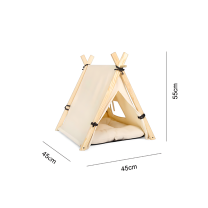 Stylish. Sauber. Platzsparend. – Das Tipi-Zelt für Katzen & Hunde.